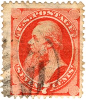 USA  Used Stamp SC138 Edwin Stanton (1814-1869), American lawyer and politician Vermilion 7 Cent 1870