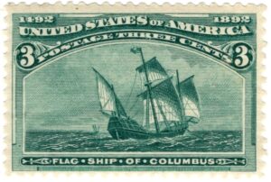USA 1893 Mint Stamp SC232 Santa Maria (1460), Flagship of Columbus Green 3 Cent 1893