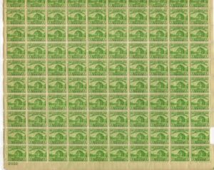 USA 1933 Mint Sheet SC728SH Restoration of Fort Dearborn Yellow green 1 Cent Full Sheet 100