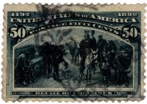 USA 1893 Used Stamp SC240 Recall of Columbus Slate blue 50 Cent 1893