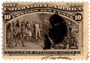 USA 1893 Used SC237 Columbus Presenting Natives Black brown 10 Cent 1893