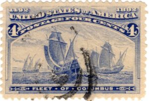 USA 1893 Used Stamp SC233 Fleet of Columbus Ultramarine 4 Cent 1893