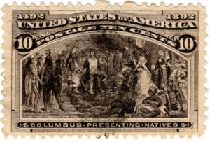 USA 1893 Used Stamp SC237 Columbus Presenting Natives Black brown 10 Cent 1893