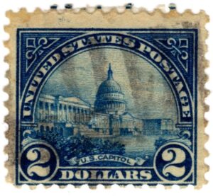 USA 1923 Used Stamp SC 572 United States Capitol (1793), Washington, D.C. Dark blue 2 Dollar 1923