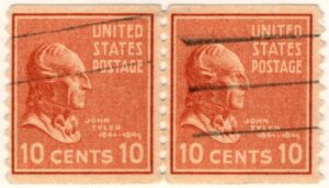 USA 1939 Used Stamp SC 847 John Tyler (1790-1862) Brown red 10 Cent Coil  1939