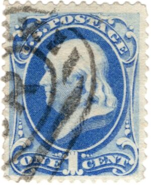USA 1873 Used Stamp SC 156 Benjamin Franklin Ultramarine 1 Cent 1873