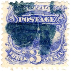 USA 1869 Used Stamp SC 114 Locomotive Baldwin 4-4-0 (1857) Ultramarine 3 Cent 1869