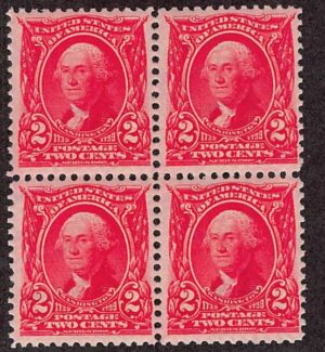 USA 1903 Mint Block SC 301 George Washington Carmine 2 Cent 1903