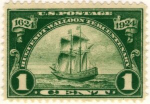 USA 1924 Mint Stamp SC 614 Sailing Ship "New Netherland" Dark green 1 Cent 1924