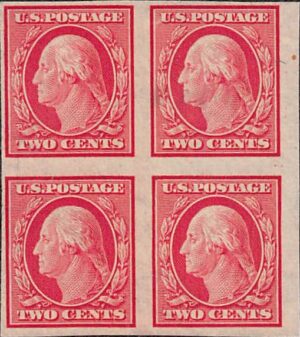 USA 1908 Mint Never Hinged Block SC 344 George Washington Carmine 2 Cent 1908