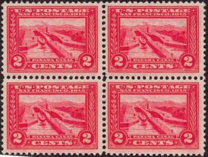 USA 1913 Mint Never Hinged Block SC 398 Panama Canal locks (1914) Carmine 2 Cent 1913