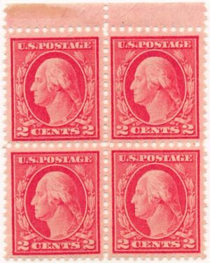 USA 1917 Mint Never Hinged Block SC 499 George Washington Pink 2 Cent 1917
