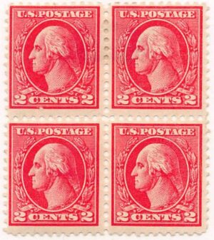USA 1920 Mint Hinged Block SC 527 George Washington Carmine 2 Cent 1920