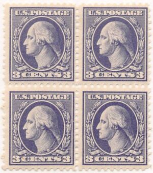 USA 1918 Mint Never Hinged Block SC 530 George Washington Purple 3 Cent 1918