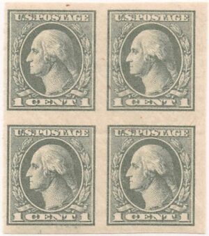 USA 1919 Mint Lightly Hinged Block SC 531 George Washington Green 1 Cent 1919