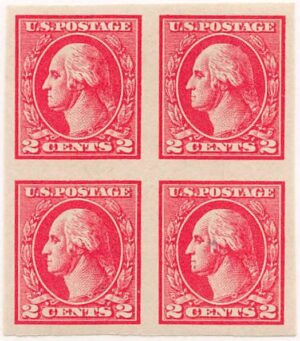 USA 1920 Mint Never Hinged Block SC 534 George Washington Carmine 2 Cent 1920