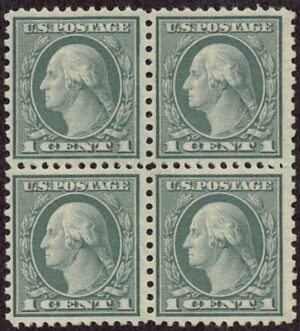 USA 1919 Mint Never Hinged Block SC 538 George Washington Green 1 Cent 1919