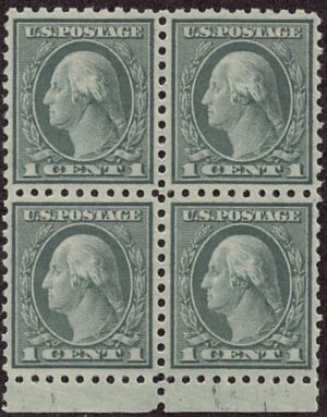 USA 1921 Mint Never Hinged Block SC 543 George Washington Green 1 Cent 1921