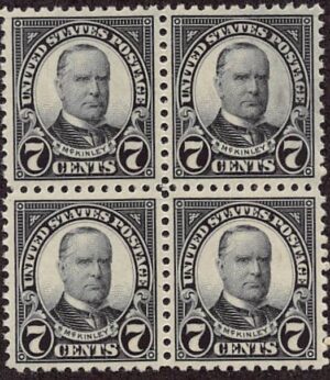 USA 1923 Mint Never Hinged Block SC 559 William Mc Kinley Black 7 Cent 1923