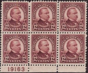 USA 1923 Mint Never Hinged Plateblock SC 564 Grover Cleveland (1837-1908), 22nd and 24th US President Brown violet 12 Cent 1923