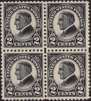 USA 1923 Mint Never Hinged Block SC 610 Warren G. Harding Black 2 Cent 1923