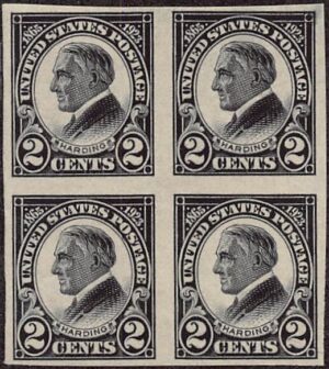 USA 1923 Mint Never Hinged Block SC 611 Warren G. Harding Black 2 Cent 1923