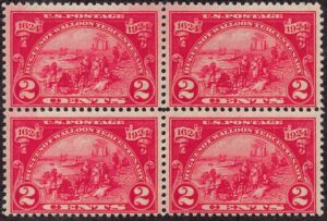USA 1924 Mint Lightly Hinged Block SC 615 Walloons Landing at Fort Orange (1624) Carmine rose 2 Cent 1924