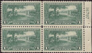 USA 1925 Mint Lightly Hinged Plateblock SC 617 George Washington Dark green 1 Cent 1925