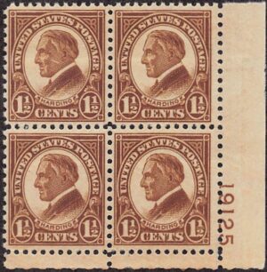 USA 1927 Mint Never Hinged Plateblock SC 633 Warren G. Harding Yellow brown 1.5 Cent 1927
