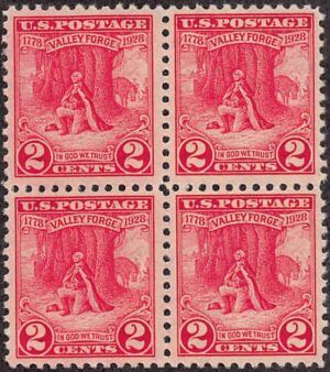 USA 1928 Mint Never Hinged Block SC 645 George Washington Carmine rose 2 Cent 1928