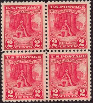 USA 1928 Mint Never Hinged Block SC 645 George Washington Carmine rose 2 Cent 1928