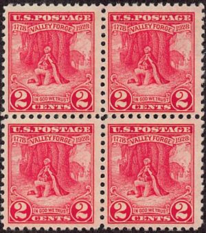 USA 1928 Mint Never Hinged Block SC 645 George Washington Carmine rose 2 Cent 1928