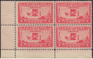 USA 1928 Mint Never Hinged Block SC 649 Wright Flyer (1903) Carmine rose 2 Cent 1928