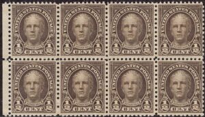 USA 1929 Mint Never Hinged Block SC 653 Nathan Hale (1755-1776), American Soldier and Spy Olive brown 0.5 Cent 1929