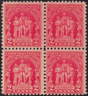 USA 1929 Mint Never Hinged Block SC 680 Anthony Wayne Memorial (1929), Fort Miami, Ohio Carmine rose 2 Cent 1929