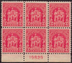 USA 1929 Mint Never Hinged Plateblock SC 680 Anthony Wayne Memorial (1929), Fort Miami, Ohio Carmine rose 2 Cent 1929