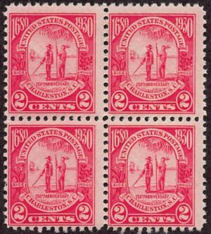 USA 1930 Mint Never Hinged Block SC 683 Major General Joseph R. West (1822-1898) and Chief Shadoo Carmine rose 2 Cent 1930