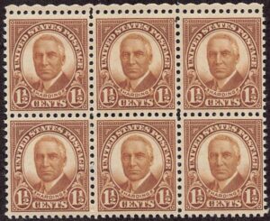 USA 1930 Mint Never Hinged Block SC 684 Warren G. Harding Brown 1.5 Cent 1930