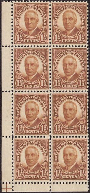 USA 1930 Mint Never Hinged Block SC 684 Warren G. Harding Brown 1.5 Cent 1930