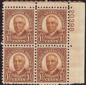 USA 1930 Mint Never Hinged Plateblock SC 684 Warren G. Harding Brown 1.5 Cent 1930
