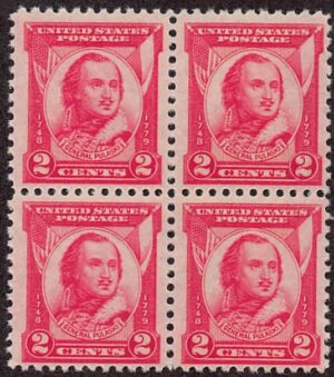 USA 1931 Mint Never Hinged Block SC 690 Brigadier General Casimir Pulaski (1745-1779) Carmine rose 2 Cent 1931