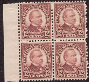 USA 1931 Mint Never Hinged Block SC 693 Grover Cleveland (1837-1908), 22nd and 24th US President Brown violet 12 Cent 1931