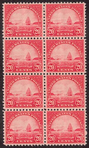 USA 1931 Mint Never Hinged Block SC 698 Golden Gate, San Francisco Bay Carmine rose 20 Cent 1931