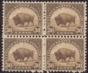 USA 1931 Mint Never Hinged Block SC 700 Buffalo (Bison bison) Brown 30 Cent 1931