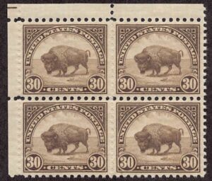 USA 1931 Mint Never Hinged Block SC 700 Buffalo (Bison bison) Brown 30 Cent 1931