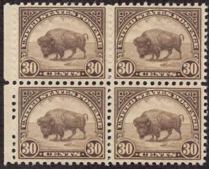 USA 1931 Mint Never Hinged Block SC 700 Buffalo (Bison bison) Brown 30 Cent 1931