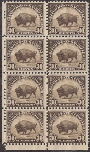 USA 1931 Mint Never Hinged Block SC 700 Buffalo (Bison bison) Brown 30 Cent 1931