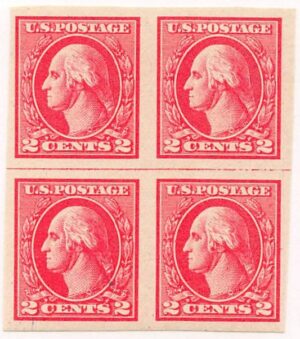 USA 1920 Mint Never Hinged Block SC 534 George Washington Carmine 2 Cent 1920
