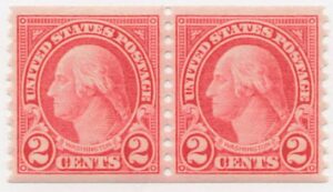 USA 1923 Mint Never Hinged Pair SC 599 George Washington Carmine 2 Cent 1923