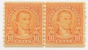 USA 1924 Mint Never Hinged Pair SC 603 James Monroe Orange 10 Cent 1924 Line Pair